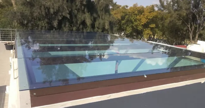 Domo plano de cristal en una azotea, uno de nuestros domos para techo